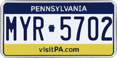PA license plate MYR5702