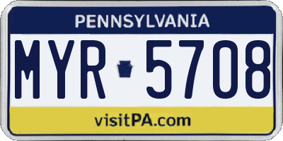 PA license plate MYR5708