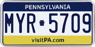 PA license plate MYR5709