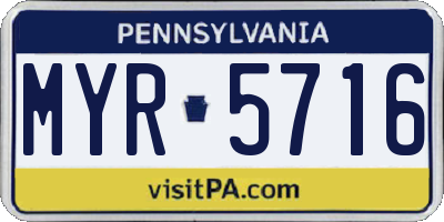 PA license plate MYR5716