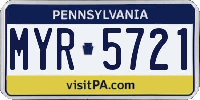 PA license plate MYR5721