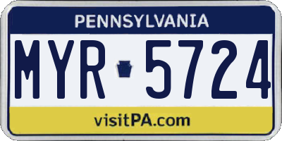 PA license plate MYR5724