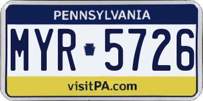 PA license plate MYR5726