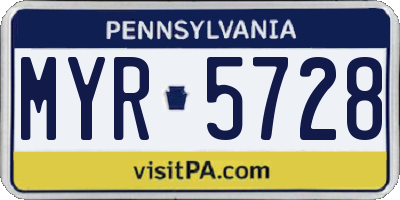 PA license plate MYR5728