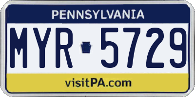 PA license plate MYR5729