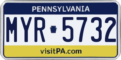 PA license plate MYR5732