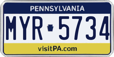 PA license plate MYR5734