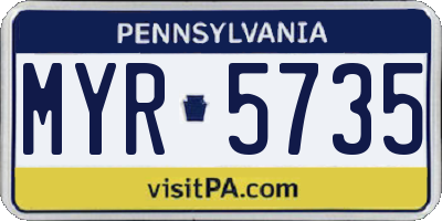 PA license plate MYR5735