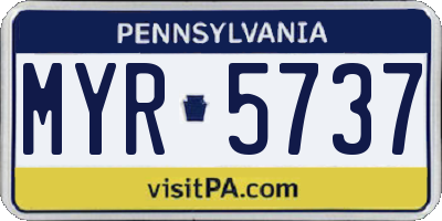PA license plate MYR5737