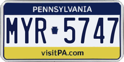PA license plate MYR5747