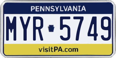 PA license plate MYR5749