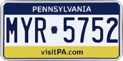 PA license plate MYR5752