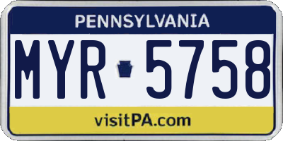 PA license plate MYR5758
