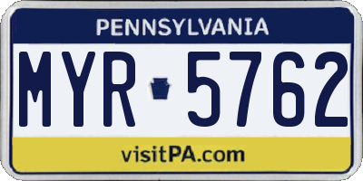 PA license plate MYR5762