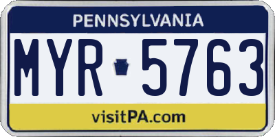 PA license plate MYR5763