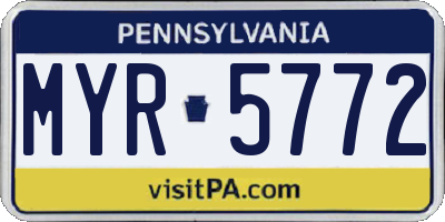PA license plate MYR5772