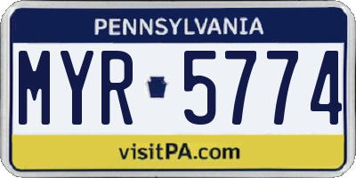 PA license plate MYR5774