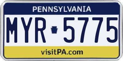 PA license plate MYR5775