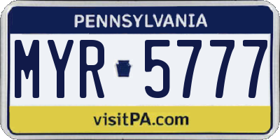 PA license plate MYR5777