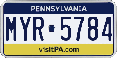 PA license plate MYR5784