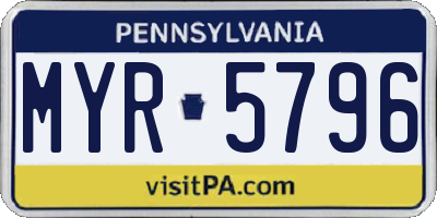 PA license plate MYR5796