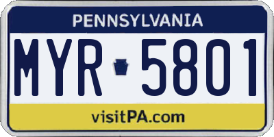 PA license plate MYR5801