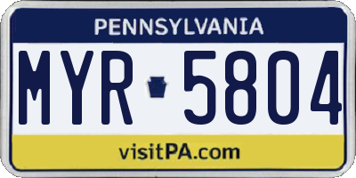 PA license plate MYR5804