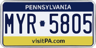 PA license plate MYR5805