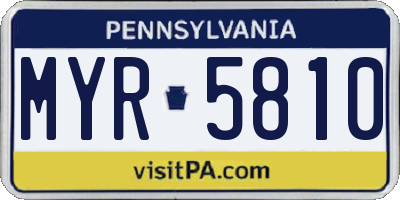 PA license plate MYR5810
