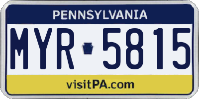 PA license plate MYR5815
