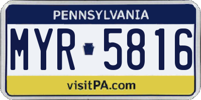PA license plate MYR5816