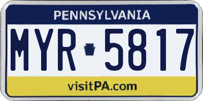 PA license plate MYR5817