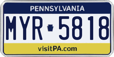 PA license plate MYR5818