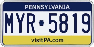 PA license plate MYR5819