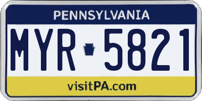 PA license plate MYR5821