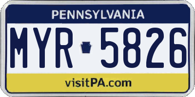 PA license plate MYR5826