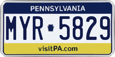 PA license plate MYR5829
