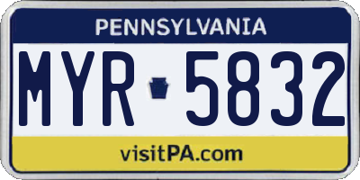 PA license plate MYR5832