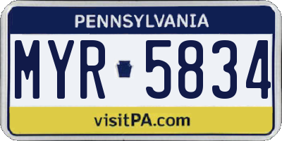 PA license plate MYR5834