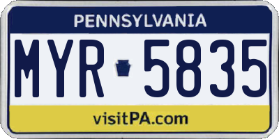 PA license plate MYR5835
