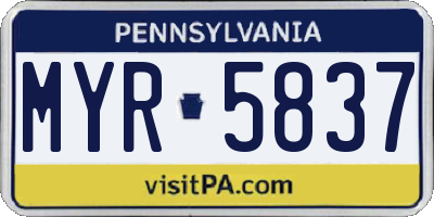 PA license plate MYR5837