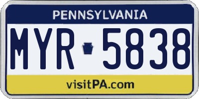 PA license plate MYR5838
