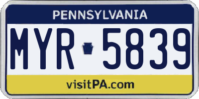 PA license plate MYR5839