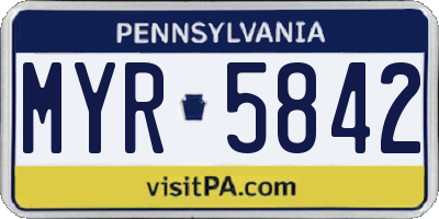 PA license plate MYR5842