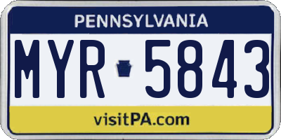 PA license plate MYR5843