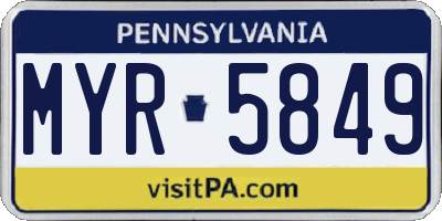 PA license plate MYR5849