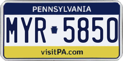 PA license plate MYR5850