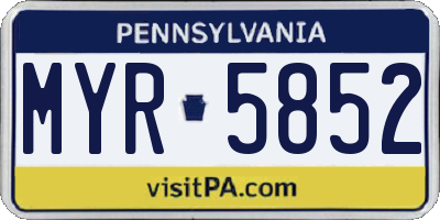 PA license plate MYR5852