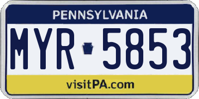 PA license plate MYR5853