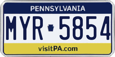 PA license plate MYR5854